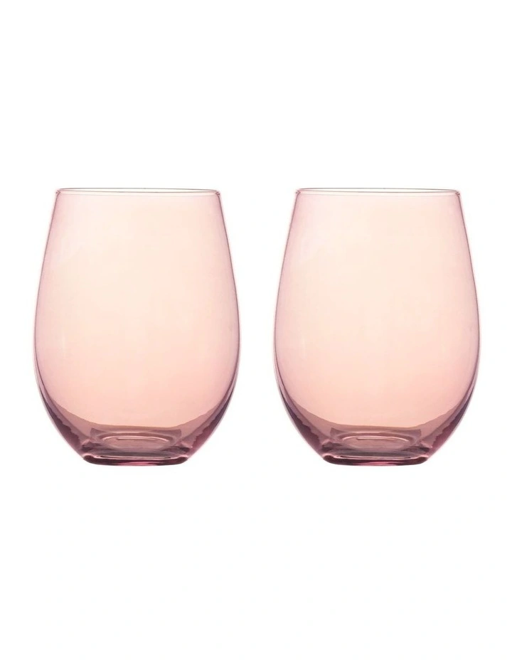 Glamour Stemless Glass 560ML Set of 2 in Pink