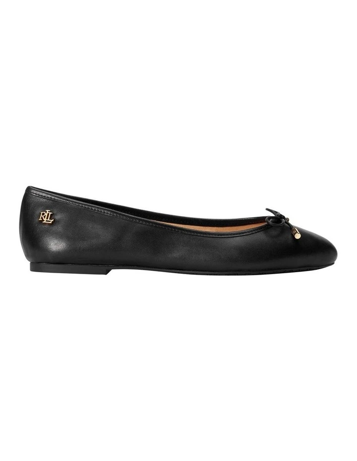 Jayna Black Leather Flat Shoes