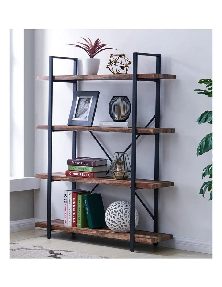 4 Tier Industrial Bookshelf Retro Brown