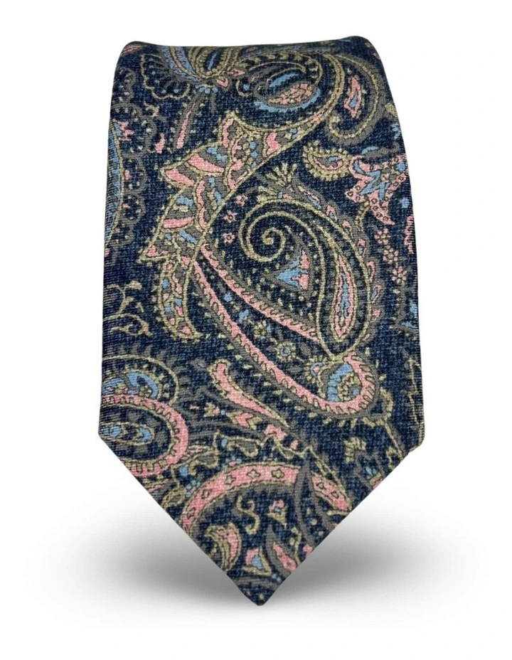 Cefalu Paisley Tie in Navy