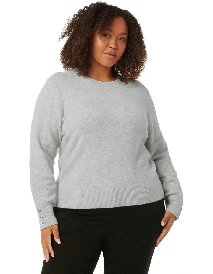Camille Brushed Knit Jumper in Silver