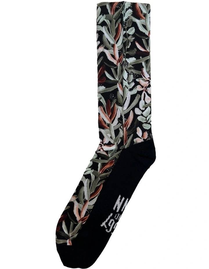 Recycled Polyester Protea Socks in Green