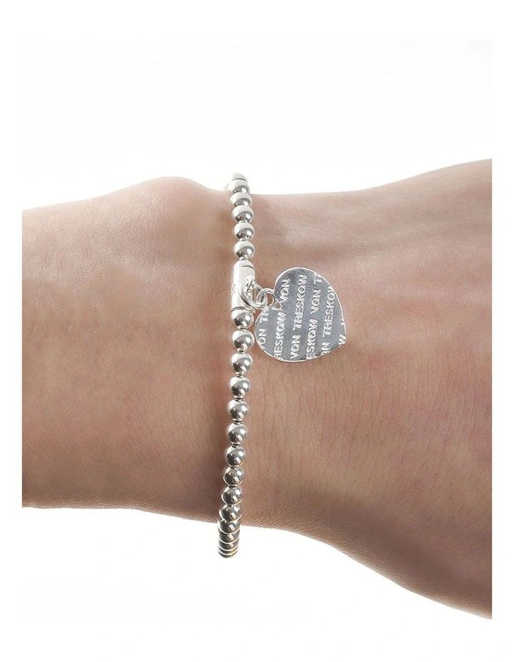 Stretchy Liebe Heart Bracelet in Silver