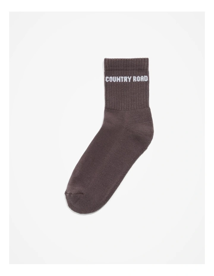 Australian Cotton Blend Cr Sport Quarter Crew Sock in Truffle