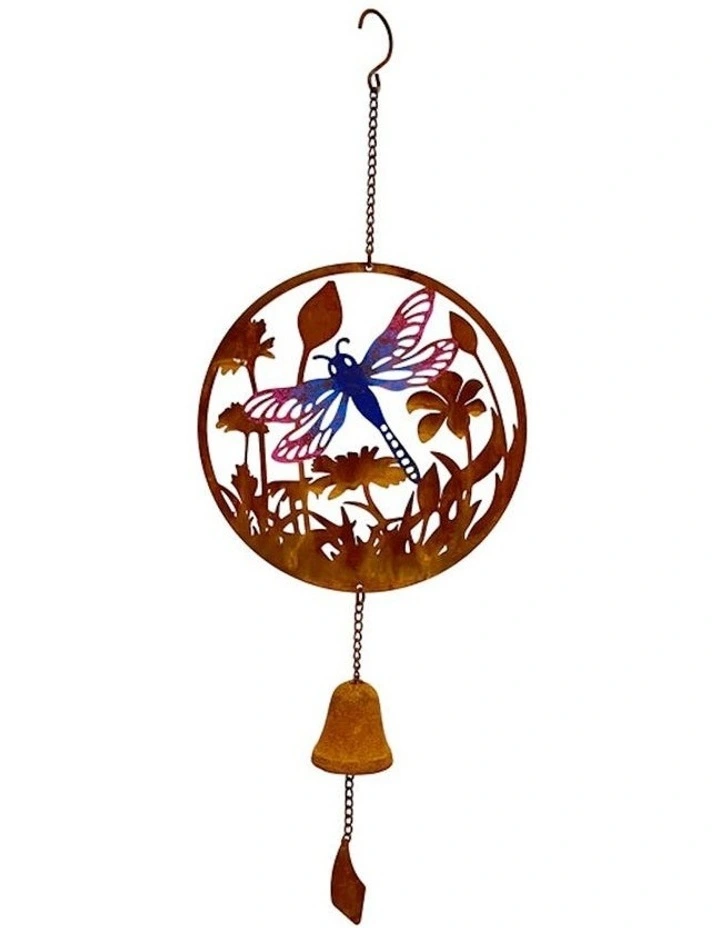 Dragonfly Hanging Bell in Rust