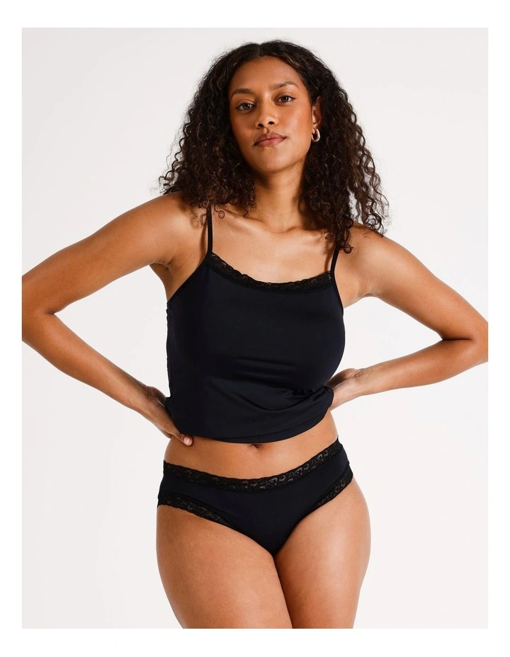 Smooth with Lace Bikini Brief in Black