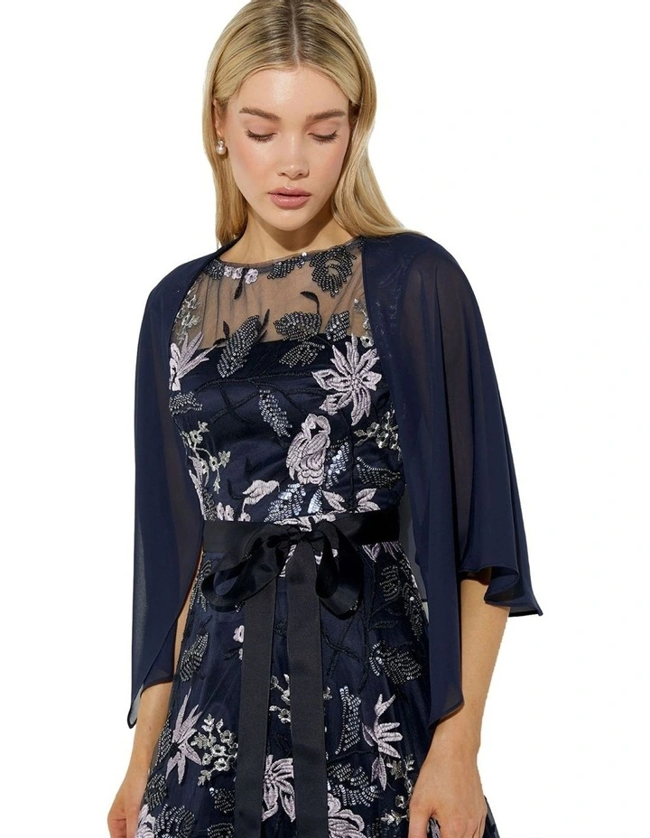 Twiggy Chiffon Wrap in Navy
