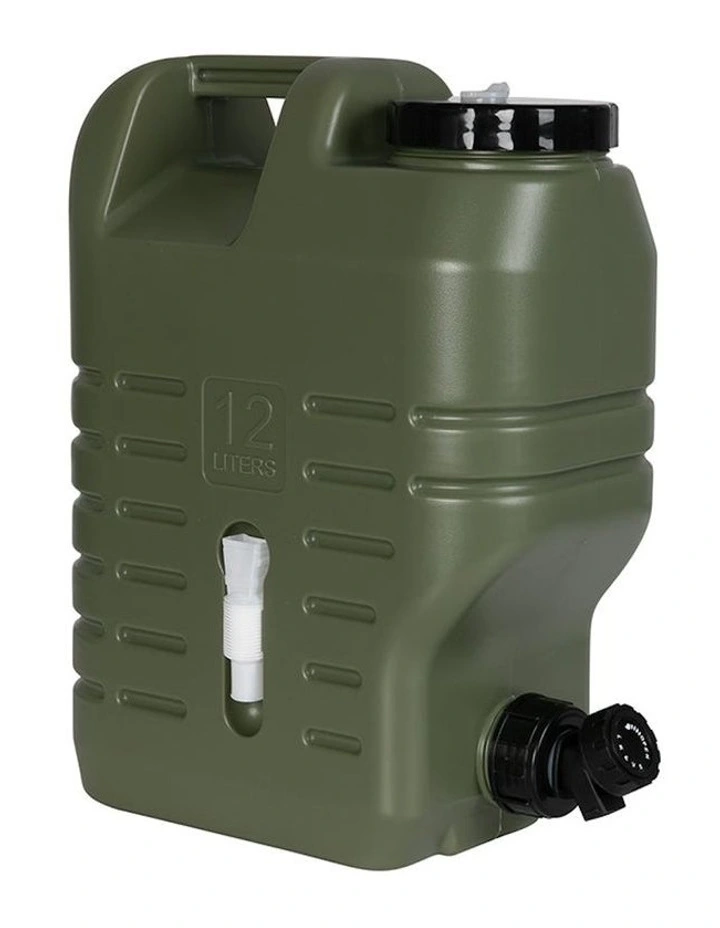 Water Container Jerry Can Outdoor Camping 12L Barrel in Green