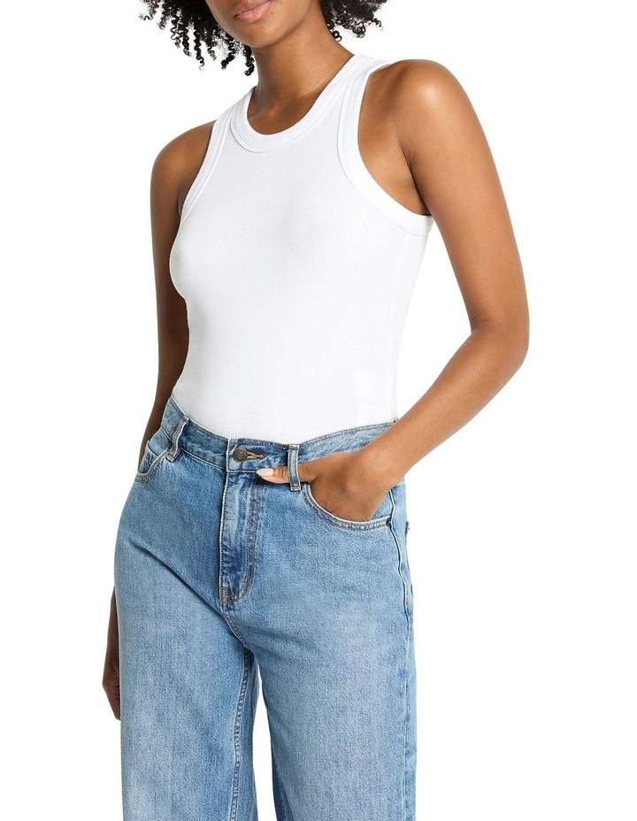 Staple Racer Tank in White