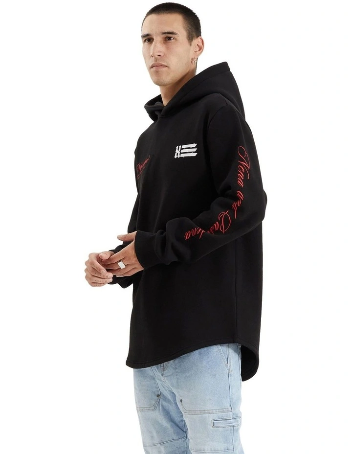 Sutton Hooded Dual Curved Sweater in Jet Black