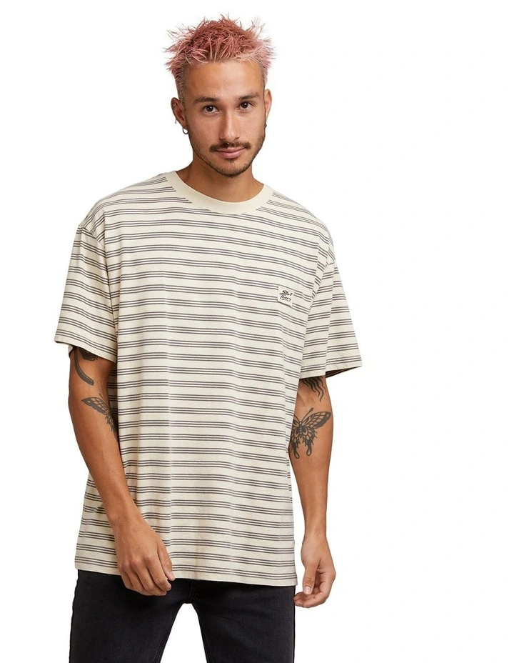 Overdyed Stripe Tee in Tan