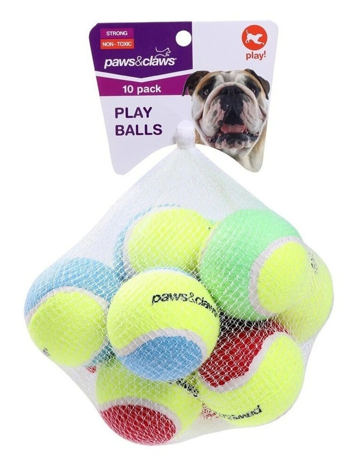 10Pk 6Cm Tennis Balls Assorted