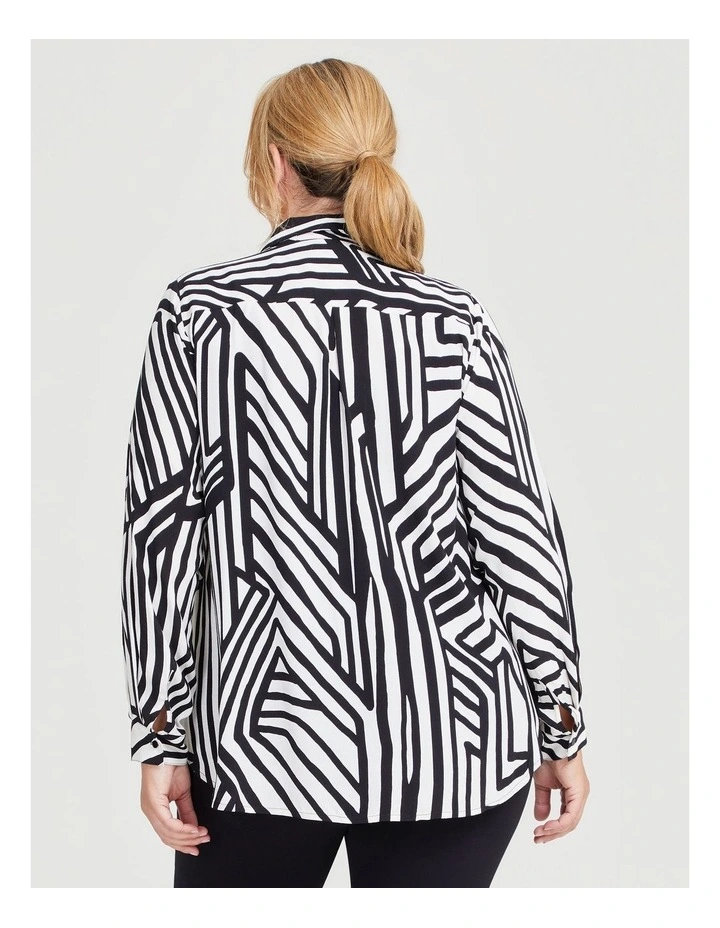 Natural Graphic Stripe Shirt in Black/Vanilla