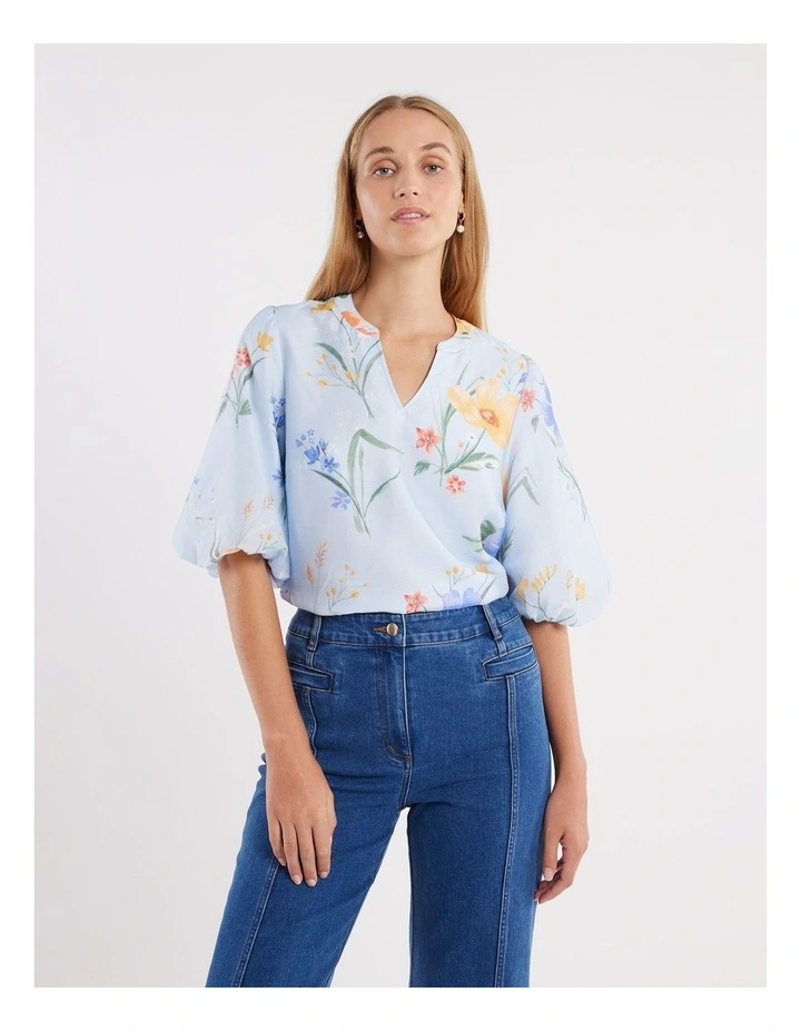 In The Meadow Top in Blue/Multi