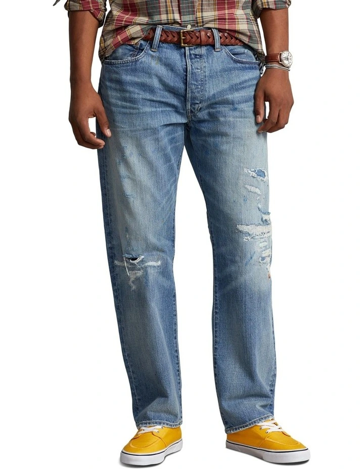 Classic Fit Distressed Jean in Blue