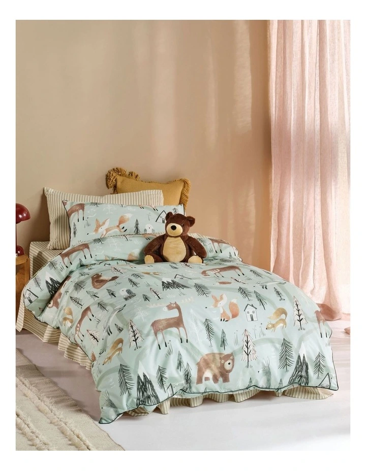 Woodland Winter Quilt Cover Set in Green