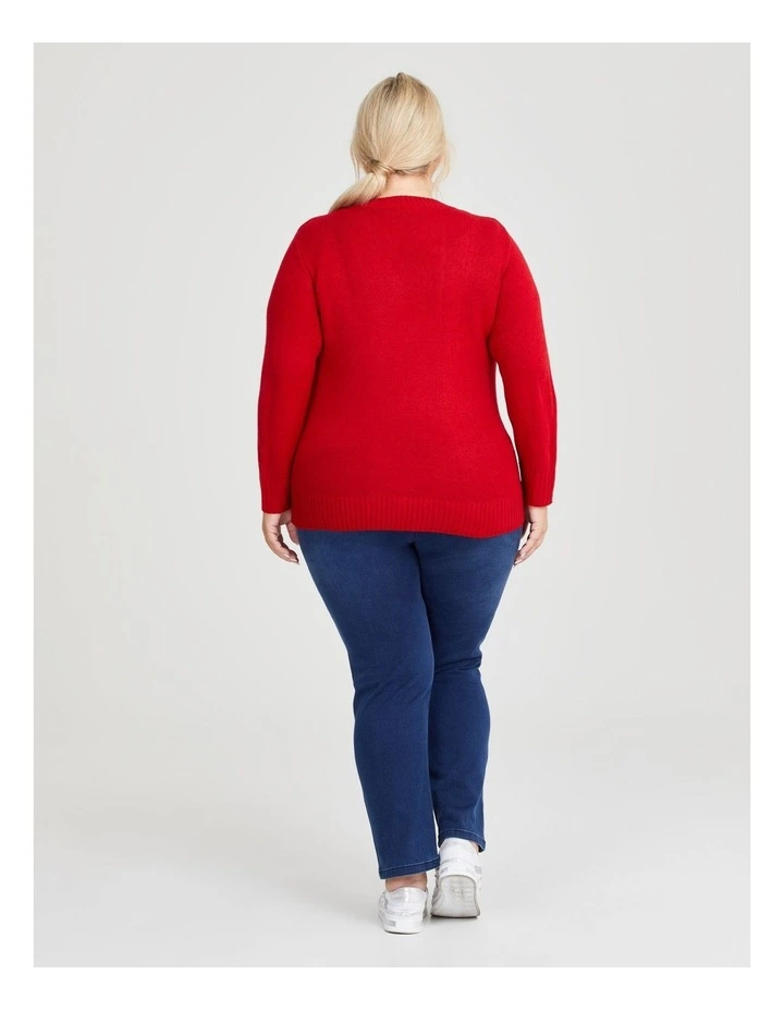 Cable Knit Jumper in Red