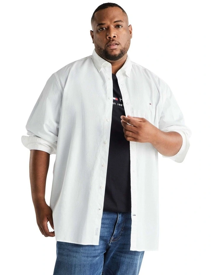 Big and Tall Core Flex Poplin Long Sleeve Shirt in White