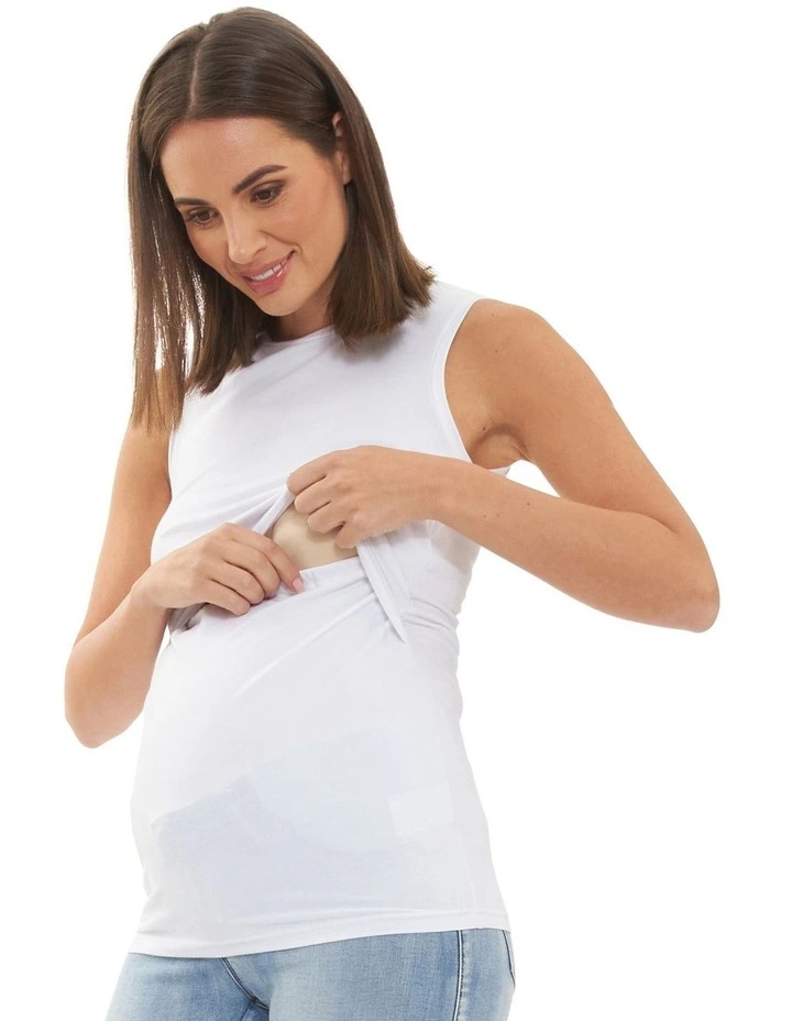 Organic Cotton Nursing Tank in White