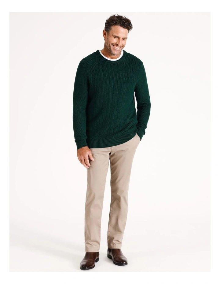Knox Textured Crew Knit in Bottle Green
