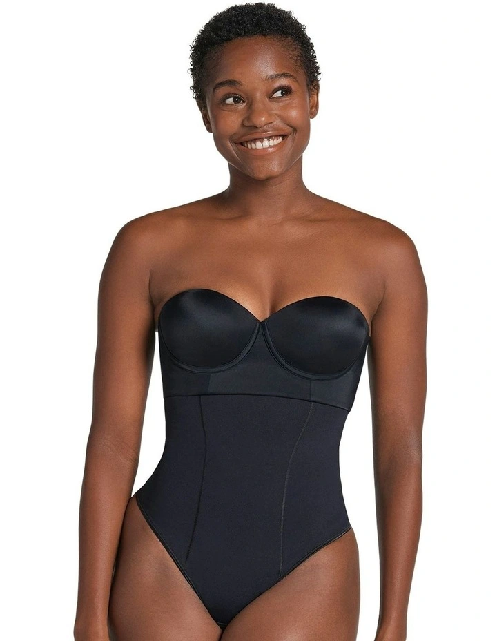 Extra-High Waisted Sculpting Tummy Control Thong in Black