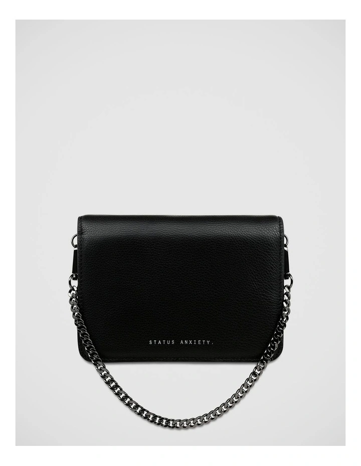 Chain Flapover Crossbody Bag in Black