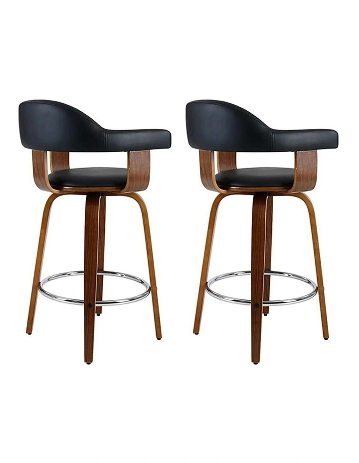 Wooden Bar Stools Set of 2 in Black