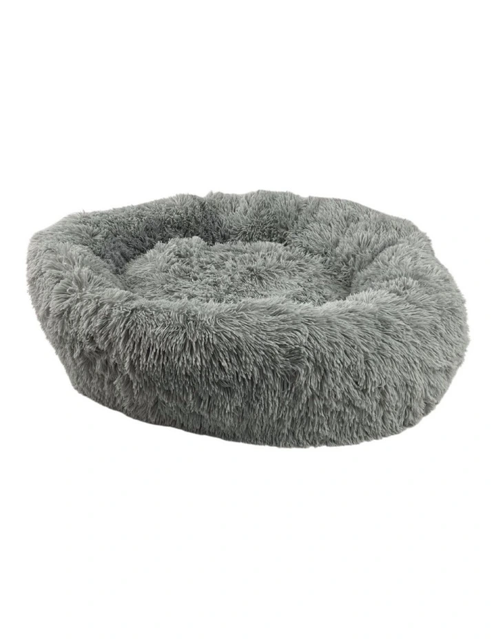 Round Comfortable Pet Bed with Anti-Skid Bottom 80cm in Light Grey