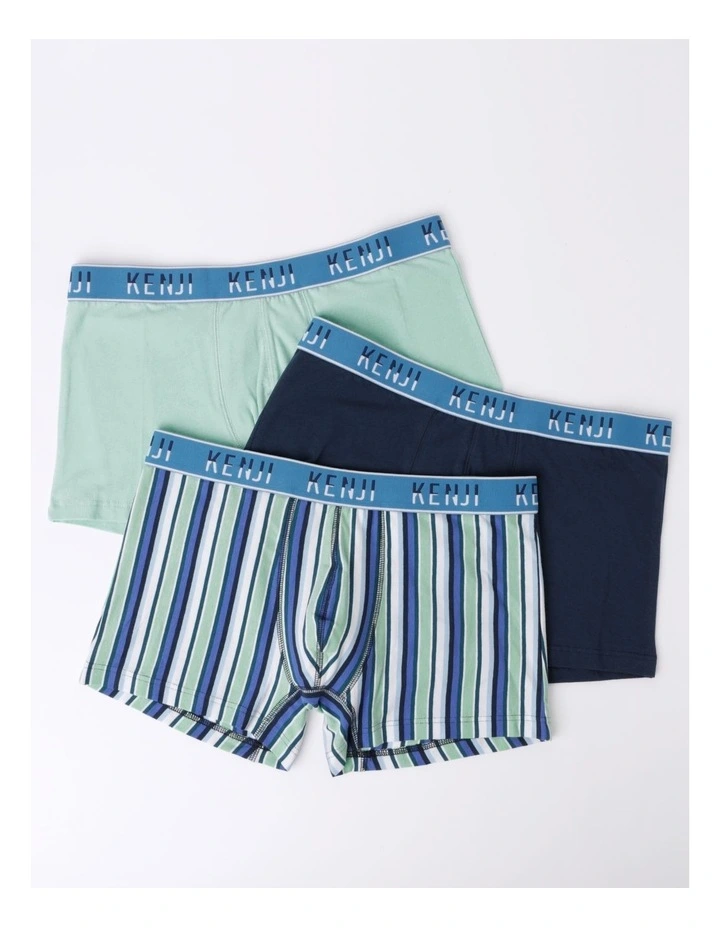 Stripe Trunks 3 Pack in Green Fig/Navy/Adam