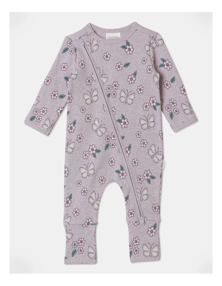 Essential Rib Butterfly Coverall in Lavender