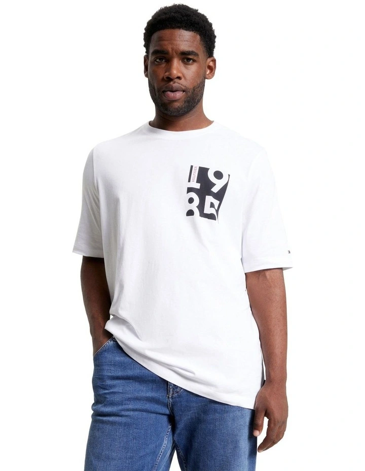 Big & Tall Logo Print Crew Neck T-Shirt in White