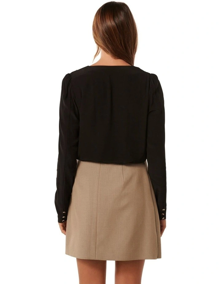 Tiffany V-Neck Blouse in Black