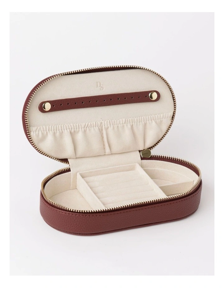 Flat Oval Jewellery Case in Chocolate