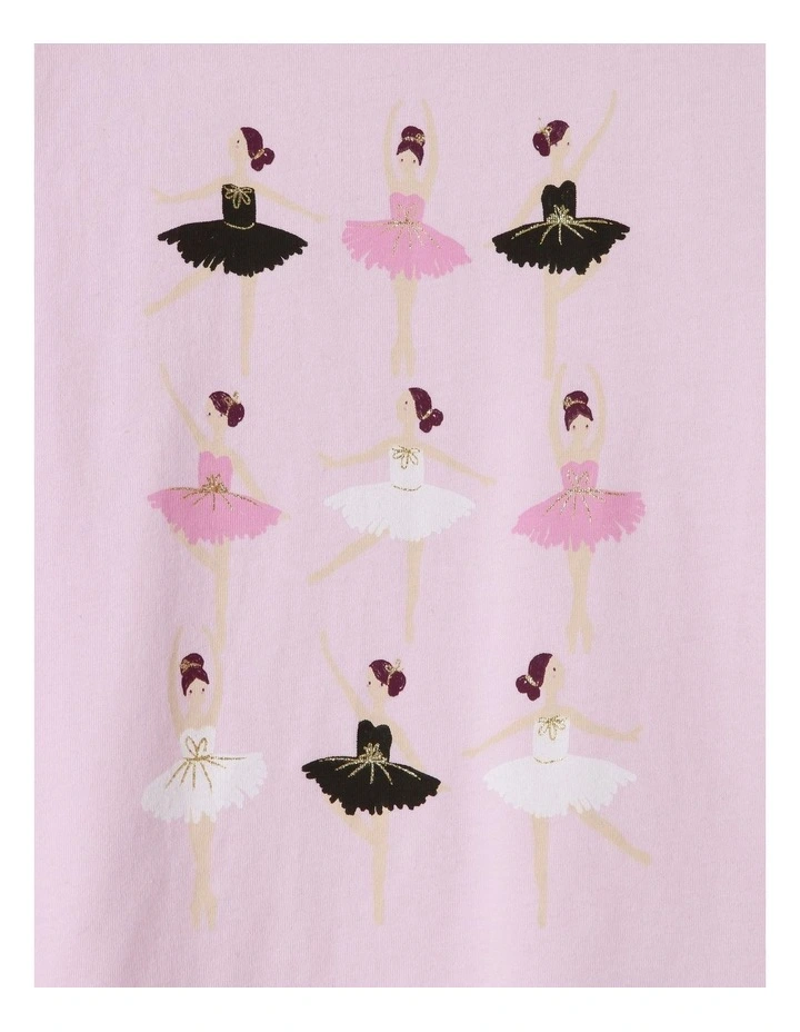 Essential Nine Ballerinas Long Sleeve Tee in Light Pink