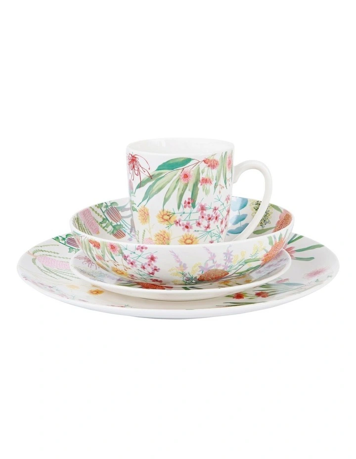 Royal Botanic Gardens Native Blooms Coupe Dinner Set 16pc Gift Boxed in Multi