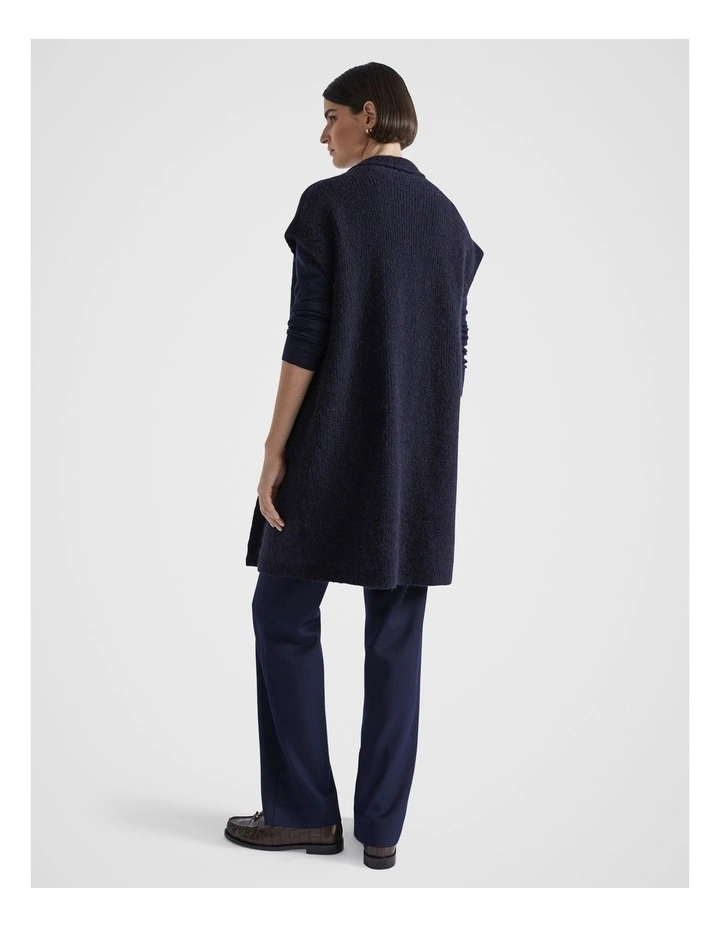 Fluffy Rib Knit Gilet in Midnight Sky