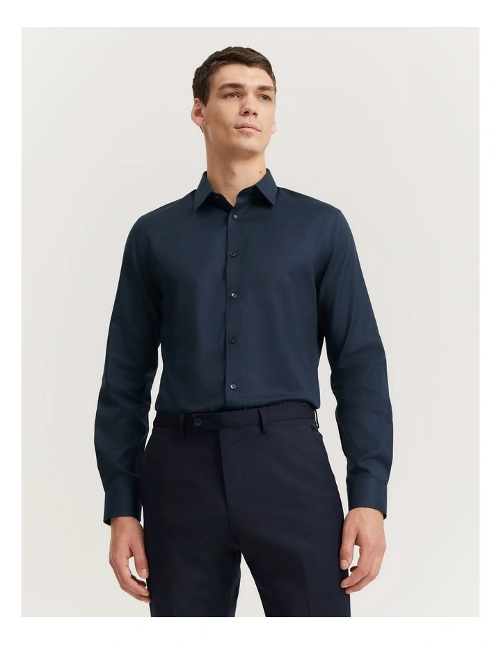 Slim Fit Textured Travel Shirt in Ink