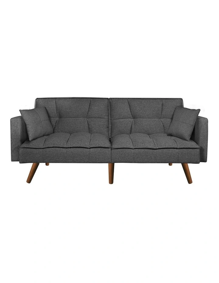 Futon Convertible Lounge Couch 3-Seater Sofa Bed in Dark Grey