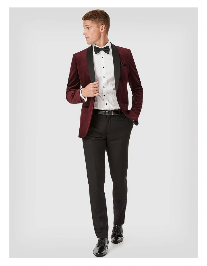 Slim Fit Shawl Collar Tuxedo Jacket in Bordeaux