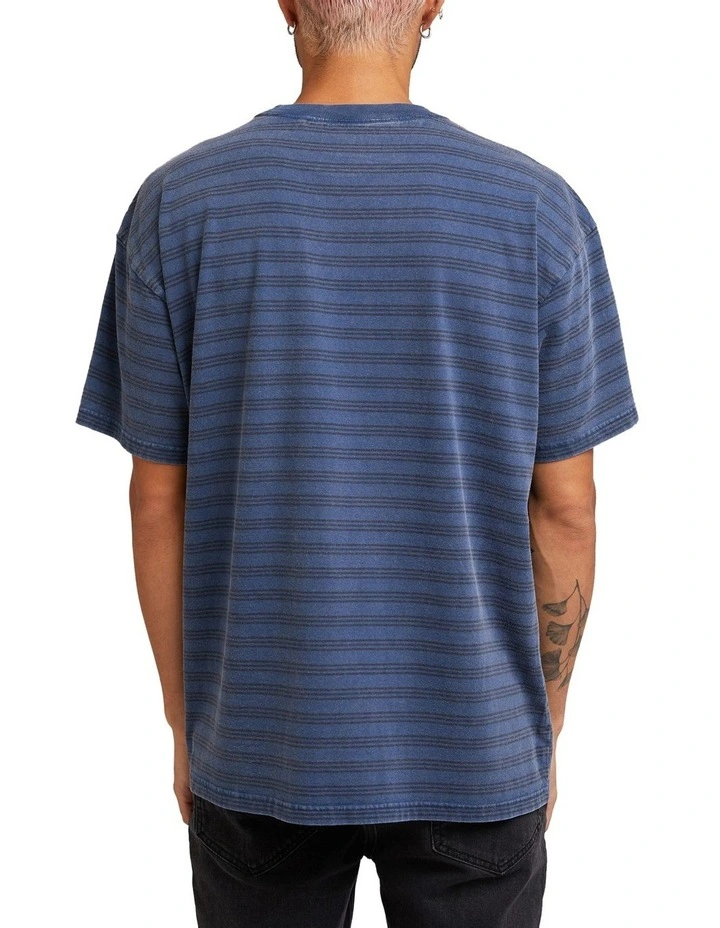 Overdyed Stripe Tee in Navy