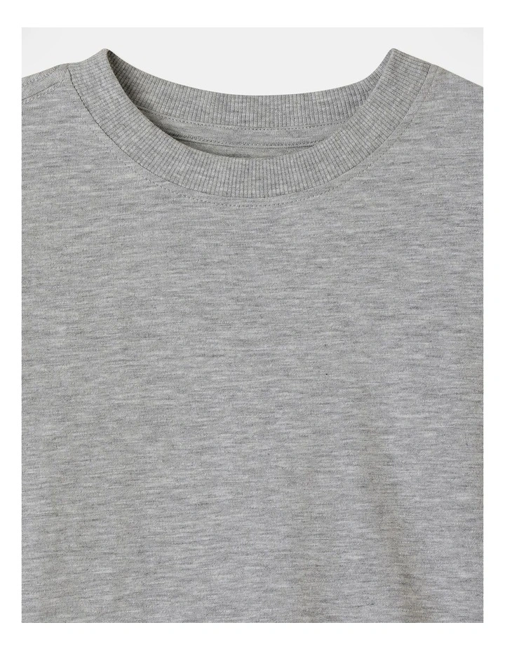 Essentials Long Sleeve Plain T-shirt in Grey Marle