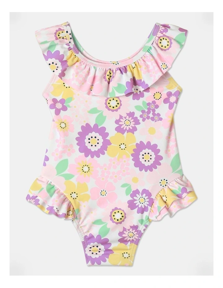 Floral One Piece Swimsuit in White