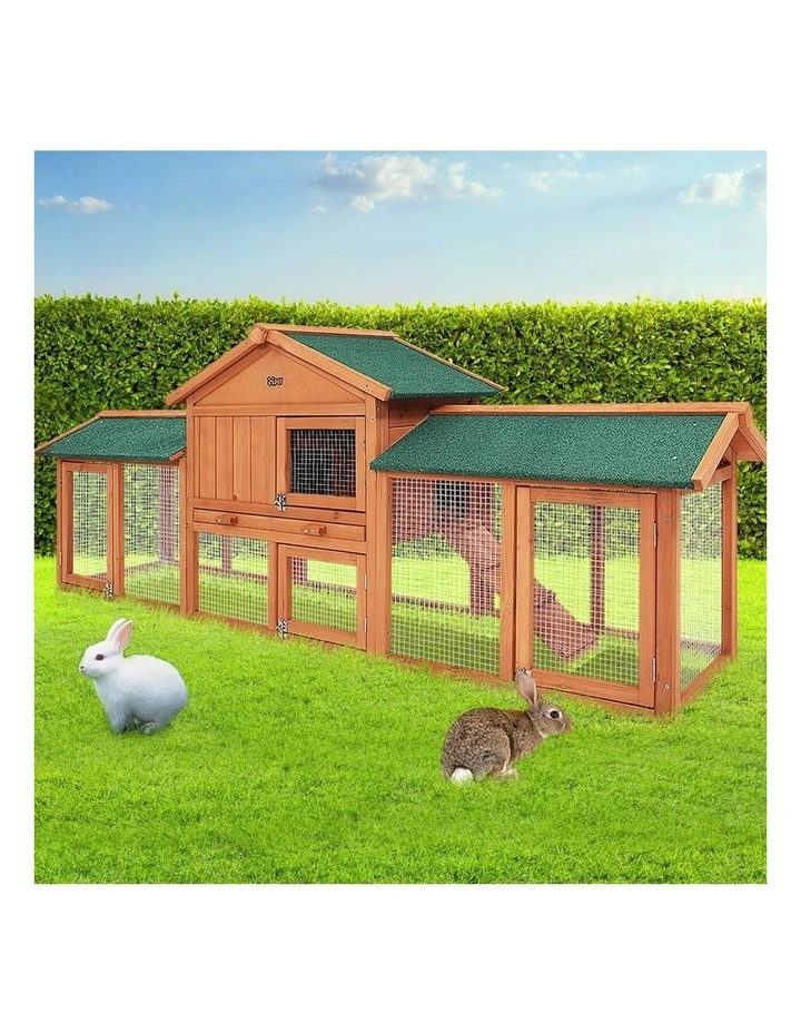 Wooden Outdoor Pet Hutch 220x44x84cm in Brown