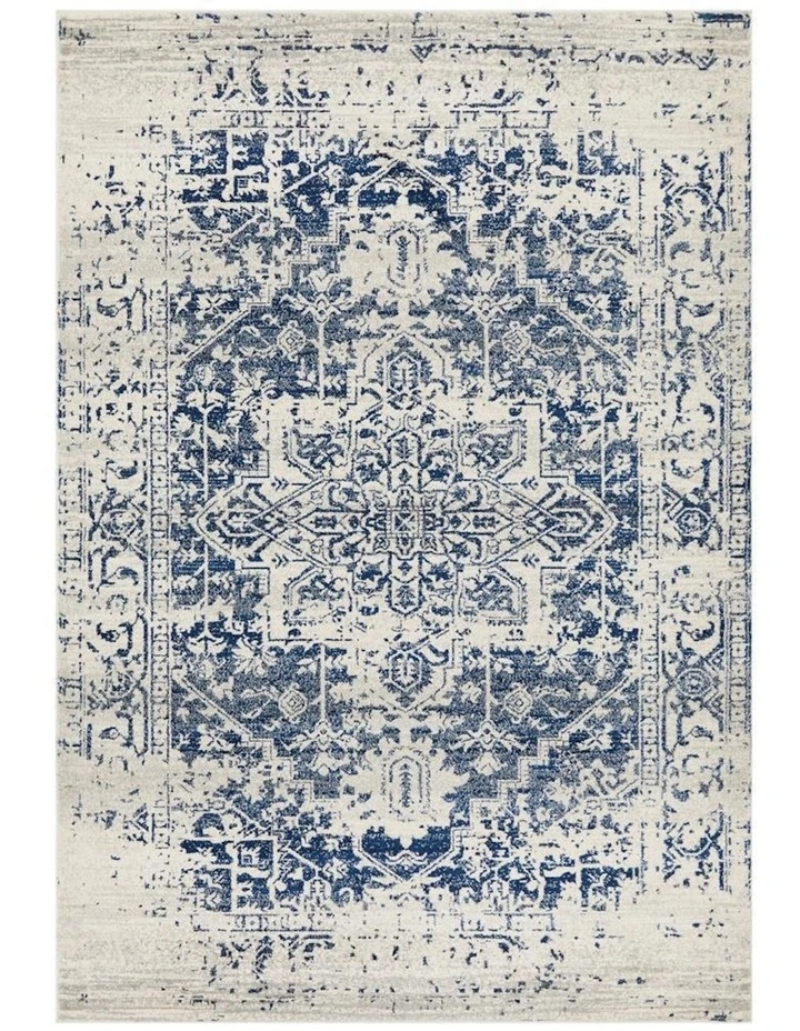 Evoke Horizon Transitional Rug in White Navy