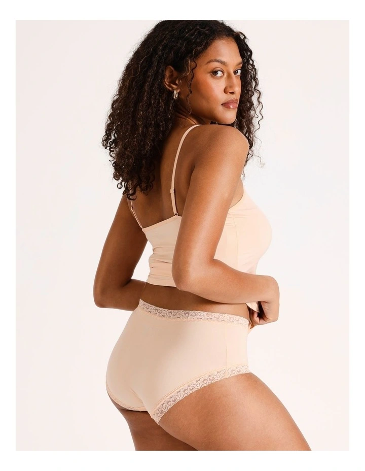 Smooth with Lace Full Brief in Beige
