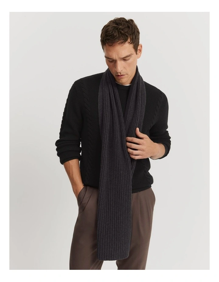 Tipped Rib Scarf in Charcoal