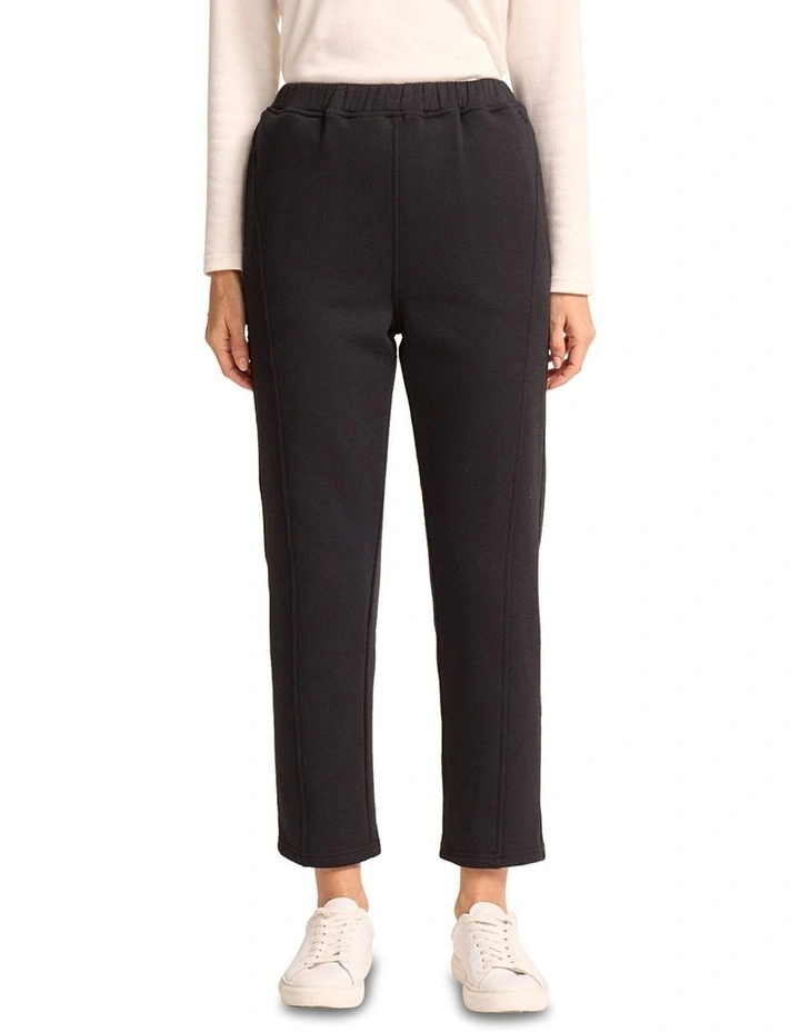 Snowy Mt Fleece Slim Short Length Pant in Black