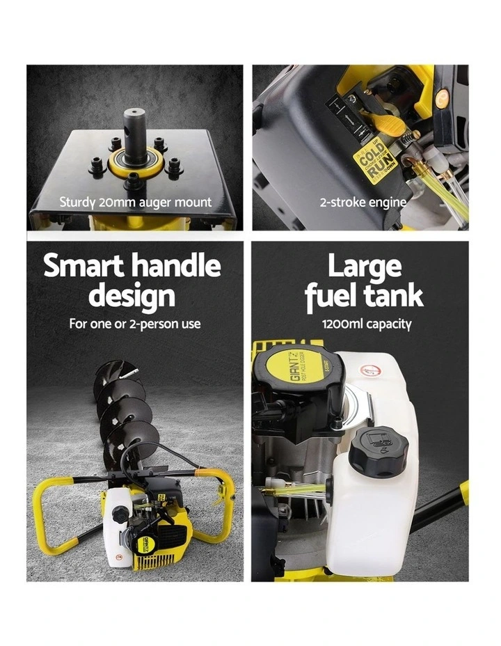 Giantz 80CC Petrol Post Hole Digger Drill Extension Auger Bits Borer Fence