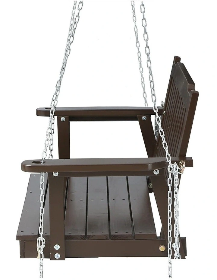 Porch Swing Chair with Chains Wooden in Brown