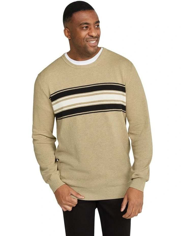 Waffle Stripe Sweater in Latte
